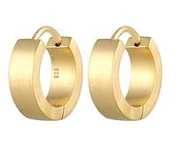 Kuzzoi Boucles d'oreilles créoles rondes mates (13 mm) pour homme - 1 paire de boucles d'oreilles créoles dorées en argent sterling 925 plaqué or