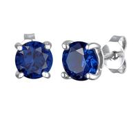 Kuzzoi Boucles d'oreilles rondes (6 mm) avec saphir synthétique bleu en argent sterling 925 pour homme, Argent sterling