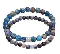 Kuzzoi Bouddha 0209211423 Ensemble de bracelets pour homme en pierre naturelle Agate colorée en argent sterling 925 Bracelets en pierre véritable pour homme Longueur 19-21 cm, Argent sterling Pierre
