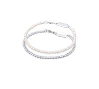 KUZZOI Bracelet argent / blanc perle, Taille 21