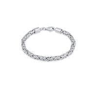Kuzzoi Bracelet Bouddha 0202492422 - En argent sterling 925 - Fait à la main - Chaîne byzantine - 5 mm - Pour homme - 26,3 g, 21 centimeters, Argent sterling