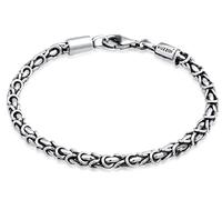 Kuzzoi Bracelet Bouddha en argent sterling 925 oxydé pour homme, fait à la main, chaîne byzantine massive (4 mm), poids 16 g, 0202332422, 21 centimeters, Argent sterling