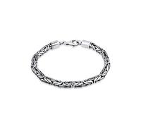 Kuzzoi Bracelet Bouddha en argent sterling 925 pour homme, fait à la main (5 mm) en argent sterling 925 oxydé, bracelet byzantin massif pour homme, 26,3 g, 0202252422, 19 centimeters, Argent sterling