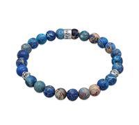 Kuzzoi Bracelet Bouddha pour homme en agate bleue, Perles organiques en argent sterling 925, Bracelet énergétique, Longueur : 19-23 cm