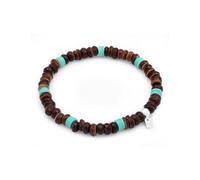 Kuzzoi Bracelet Bouddha pour homme en perles Heishi turquoises et noix de coco (6 mm) avec élément en argent sterling 925, longueur 19 cm