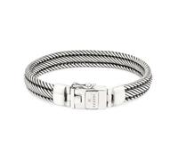 Kuzzoi Bracelet gourmette Bouddha pour homme fabriqué à la main en argent sterling 925 oxydé (10 mm) avec fermoir en boîte, longueur 19 cm - 23 cm, 0207651725, 23 cm, Argent sterling, Pas de gemme