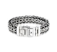 Kuzzoi Bracelet gourmette fabriqué à la main en argent sterling 925 massif oxydé avec fermoir à boîtier et logo gravé, 15 mm de large, 95 g de poids