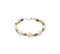 KUZZOI Bracelet 'Muscheln' écru / vert / argent, Taille 19