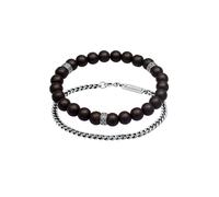 KUZZOI Bracelet 'Onyx' noir / argent, Taille 19