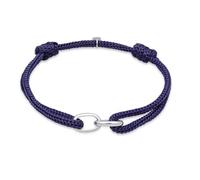 Kuzzoi Bracelet pour homme avec maillons ovales imbriqués en argent sterling 925 - Bracelet maritime en nylon bleu - Longueur 19 cm - 21 cm - Réglable, Nylon Argent sterling