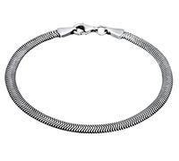 Kuzzoi Bracelet pour homme en argent sterling 925 oxydé, bracelet plat à chevrons pour homme, largeur 4 mm, 0210662721, 19 centimeters, Argent sterling