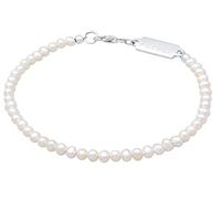 Kuzzoi Buddha 0205521622 Bracelet pour homme avec perles d'eau douce de 3 mm de forme ovale en argent sterling 925 Unisexe Longueur 19-23 cm, 23 cm, Acier inoxydable, Perle