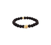 Kuzzoi Buddha 0207261725 Bracelet pour homme avec perles de lave (noir) et perle tête de mort en argent sterling 925 Bracelet d'énergie, longueur 19-23 cm, 23 cm, Argent sterling, Pierre de lave Perle