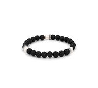 Kuzzoi Buddha 0207621725 Bracelet pour homme avec perles de lave (8 mm) et éléments en argent sterling 925 Bracelet de perles pour homme Longueur 19-23 cm, 19 cm, Argent sterling, Pierre de lave Perle