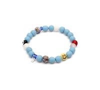 Kuzzoi Buddha 0207740725 Bracelet élastique pour homme en verre recy t perles de résine avec perles du mauvais œil (Smile Face) Longueur 19 cm - 23 cm, 23 cm, Argent sterling Verre Résine, Pas de