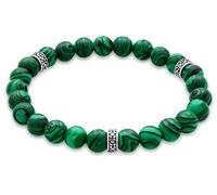 Kuzzoi Buddha 0210240919 Bracelet pour homme avec perles en malachite verte et perles en argent sterling 925, bracelet de yoga, bracelet d'énergie, longueur 19-21 cm, élastique, 0210240919, 21