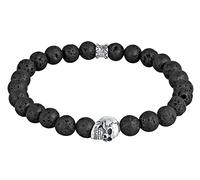 Kuzzoi Buddha 0211741221 Bracelet pour homme avec perles en pierre de lave, perles en argent sterling 925, chakra, bracelet énergétique, longueur 19-23 cm, élastique