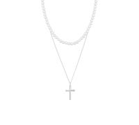 KUZZOI Chaîne argent / blanc perle, Taille 45