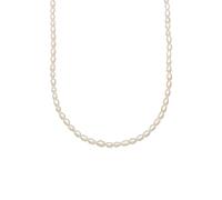 Kuzzoi Collier pour homme en argent sterling 925 avec perles d'eau douce (4-4,5 mm) de forme ovale, collier unisexe avec perles, longueur 42 + 5 cm, Perle Argent sterling, Perle