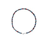 KUZZOI Chaîne 'Boho' bleu / bleu nuit / rouge / argent, Taille 50