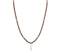 Kuzzoi Collier Bouddha en pierre naturelle pour homme, en perles œil de tigre (4 mm), chaîne pour homme avec pendentif lingot en argent sterling 925, collier pour homme, longueur : environ 60 cm,