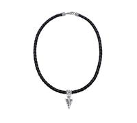 Kuzzoi Collier en cuir pour homme avec pendentif flèche en argent sterling 925 massif, chaîne en cuir de vachette tressé noir, longueur 50 cm, épaisseur 5,5 mm, chaîne de surfeur, chaînes pour homme