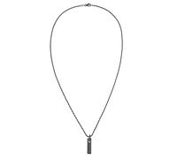 Kuzzoi Collier pour homme avec pendentif plaquette (24 mm) rectangulaire en argent sterling 925 au design vintage oxydé pour homme, longueur 60 cm, Argent sterling argent sterling oxydé