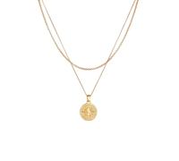 Kuzzoi Collier pour homme en argent sterling 925 plaqué or avec pendentif boussole (25 mm), Argent sterling Or