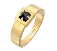 Kuzzoi Chevalière pour homme avec pierre précieuse onyx, argent sterling 925 plaqué or, bague en argent massif avec pierre précieuse (5 mm) noire, bague pour homme de taille 60-66, 0612261721, Pierre