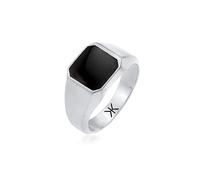 Kuzzoi Chevalière pour homme - Bague octogone avec émail noir en argent sterling 925 massif - 10 mm de large - Bague en argent classique pour homme