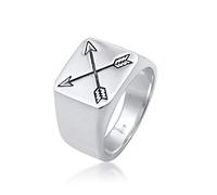 Kuzzoi Chevalière pour homme - Largeur : 14 mm - En argent sterling 925 - Flèches oxydées noires avec gravure - Bague pour homme de taille 60-66 - 0601990719, Argent, Aucune pierre précieuse