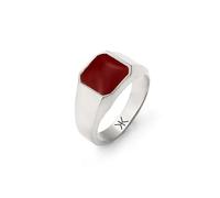Kuzzoi Chevalière pour homme rectangulaire avec émail rouge en argent sterling 925 massif (10 mm) pour homme de taille 54-66, 0605982925, 64, émail Argent sterling