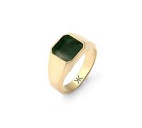 Kuzzoi Chevalière pour homme rectangulaire avec émail vert en argent sterling 925 plaqué or bague massive (10 mm) pour homme de taille 54-66, 0605912925, 56, émail