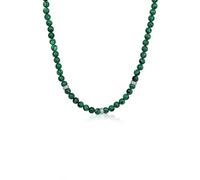 Kuzzoi Collier en pierre précieuse pour homme en argent 925 avec perles de pierre malachite (8 mm) Longueur 50 cm 0108232924, Argent sterling Gemme