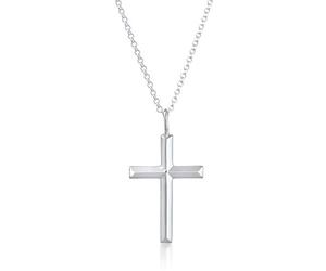 Kuzzoi Collier exclusif pour homme poli brillant avec pendentif en forme de croix (30 mm) de style basique, chaîne massive pour homme et ami avec croix religieuse en argent sterling 925, longueur 60