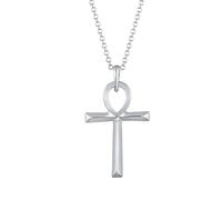 Kuzzoi Collier pour homme avec pendentif en forme de croix (30 mm) au design tendance, longue chaîne de motard pour homme et ami, avec symbole croix Ankh en argent sterling 925, longueur 60 cm, Argent