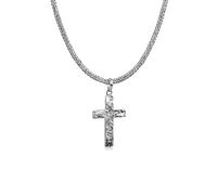 Kuzzoi Collier pour homme en argent sterling 925 oxydé avec pendentif croix, longueur 50 cm, chaîne roi avec pendentif, ZOI-018