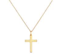 Kuzzoi Collier pour homme exclusif plaqué or brillant avec pendentif en forme de croix (30 mm), chaîne massive pour homme et ami avec croix religieuse en argent sterling 925