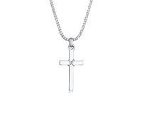 Kuzzoi Collier pour homme poli brillant avec pendentif en forme de croix (25 mm) au design tendance - Chaîne cordon pour homme et ami avec croix religieuse en argent sterling 925 - Longueur 55 cm,