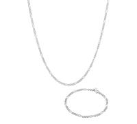 Kuzzoi Ensemble bracelet et collier pour homme en argent sterling 925 avec chaîne figaro (50 cm), 21, Argent sterling