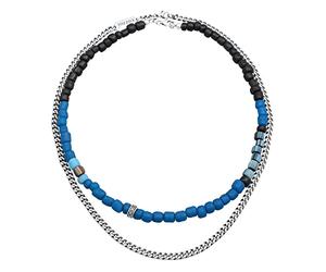 Kuzzoi Ensemble de 2 chaînes en argent sterling 925 oxydé pour homme, Bijoux Argent - Longueur : 40 cm + 50 cm, Argent sterling Verre