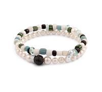 Kuzzoi Ensemble de bracelets Bouddha pour homme en perle de coquillage (6 mm) perle de verre (4-8 mm) avec perles en argent 925 pour homme Longueur 19 cm