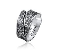 Kuzzoi Bague pour Homme au Design Usé et Texturé en Argent Sterling 925 Massif - Large de 12 mm, Martelé