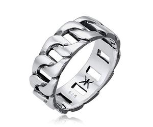 Kuzzoi Massive M.Ring oxydé noir dans la conception du réservoir, l'anneau de bande de 925 formade bague en argent sterling Gros d'apparence ancienne 64