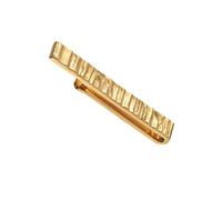 Kuzzoi Pince à cravate texturée pour homme (5 mm) pour cravates normales en argent sterling 925 plaqué or, bijou de cravate pour homme avec détails striés