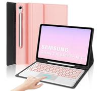 KVAGO Étui clavier pour Samsung Galaxy Tab S10 FE Plus/S10 FE+ 13,1" 2025 (SM-X620/X626B), clavier Bluetooth rétroéclairé amovible, 7 couleurs, pavé tactile intelligent, coque avec porte-stylo S (or