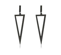 KVANU Boucles d'oreilles pendantes en forme de triangle noir punk en métal doré carré rectangulaire géométrique pour femmes hommes minimalistes bar fête bijoux, Acier inoxydable