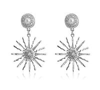 KVANU Boucles d'oreilles pendantes uniques bohèmes vintage en or avec hexagramme céleste soleil étoile et tournesol pour femme Bijoux de mariage, Métal