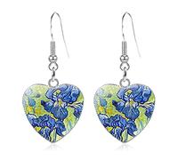 KVANU Boucles d'oreilles pendantes vintage abstraites de Van Gogh, ciel étoilé, tournesol, pour femme, peintre, enseignant, art abstrait, boucles d'oreilles charme, bijoux créatifs, cadeaux, Acier
