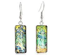 KVANU Boucles d'oreilles pendantes vintage abstraites de Van Gogh, ciel étoilé, tournesol, pour femme, peintre, enseignant, art abstrait, boucles d'oreilles charme, bijoux créatifs, cadeaux, Acier